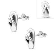 Sandals Plain Sterling Silver Earrings, ep304